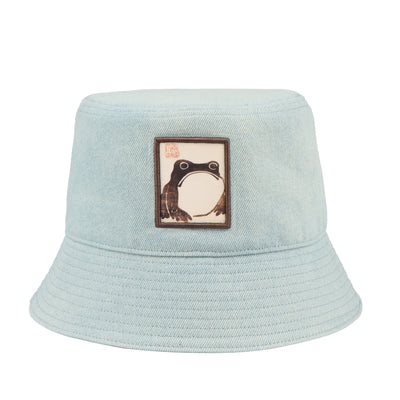 HatPhile Matsumoto Hoji Frog Patch Light Blue Denim Bucket Hat