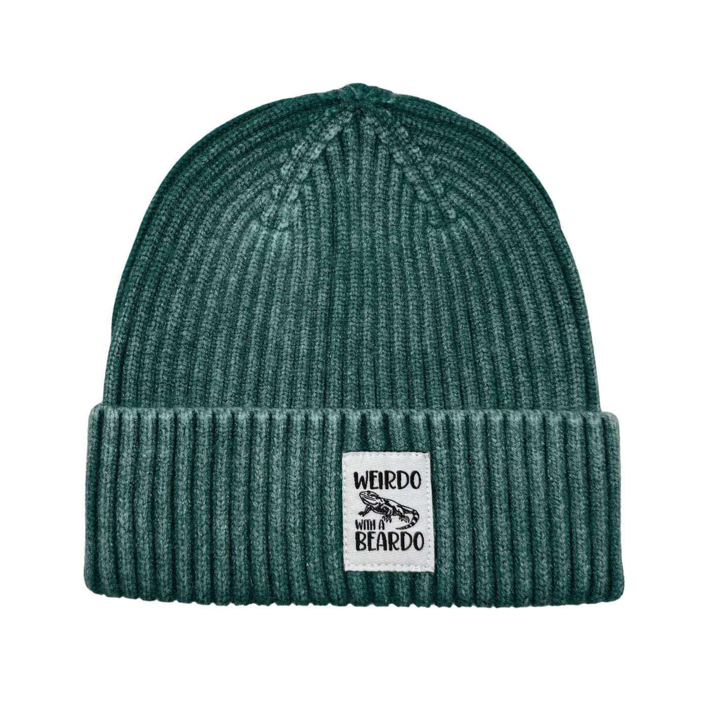HatPhile Weirdo with a Beardo Ribbed Teal Beanie