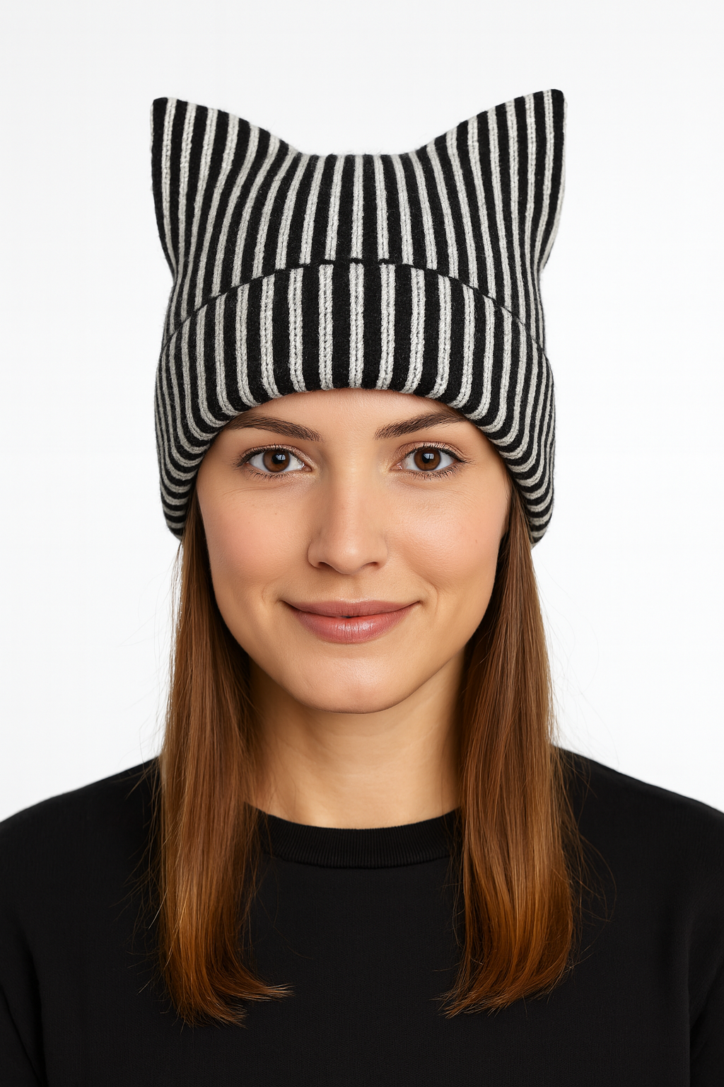 HatPhile Cat Ear Square Ribbed Beanie