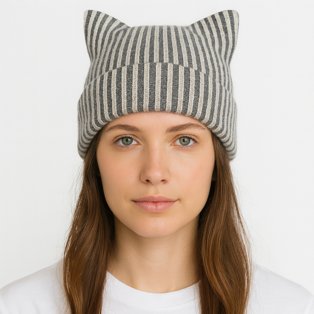 HatPhile Cat Ear Square Ribbed Beanie