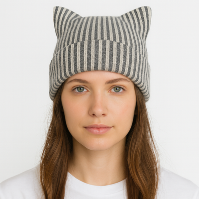 HatPhile Cat Ear Square Ribbed Beanie