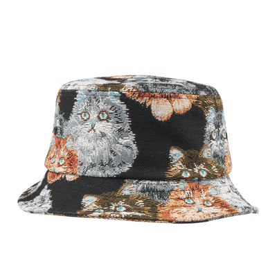 HatPhile Cat Bucket Hat – Vintage Tapestry-Style Cat Jacquard Hat