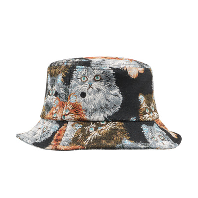 HatPhile Cat Bucket Hat – Vintage Tapestry-Style Cat Jacquard Hat