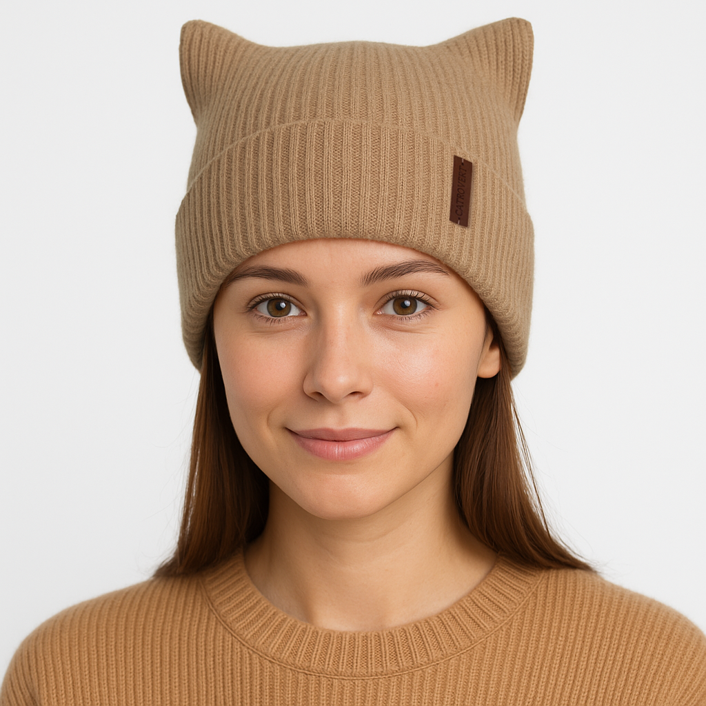 HatPhile Catrovert Cat-Ear Square Ribbed Beanie