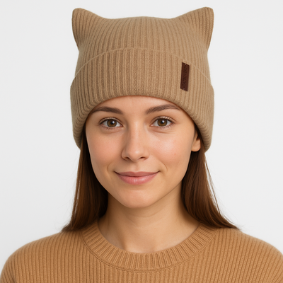 HatPhile Catrovert Cat-Ear Square Ribbed Beanie