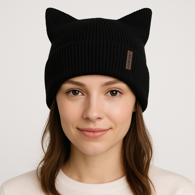 HatPhile Catrovert Cat-Ear Square Ribbed Beanie