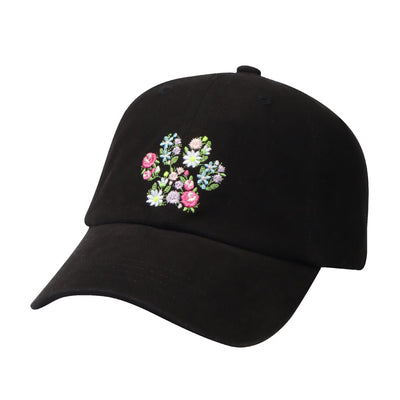 HatPhile Floral Paw Embroidery Baseball Cap – Adjustable Cotton Hat for Pet Lovers