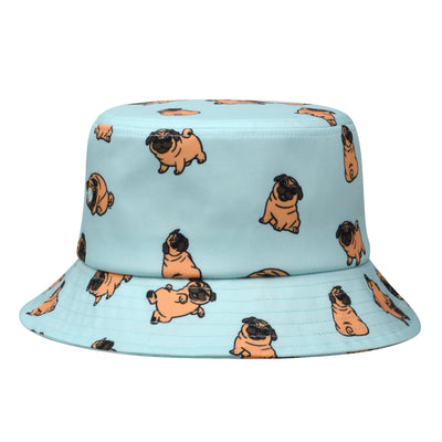 Hatphile Fawn Pug Print Bucket Hat