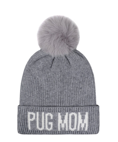 Hatphile Pug Mom Pompom Knit Beanie Toque