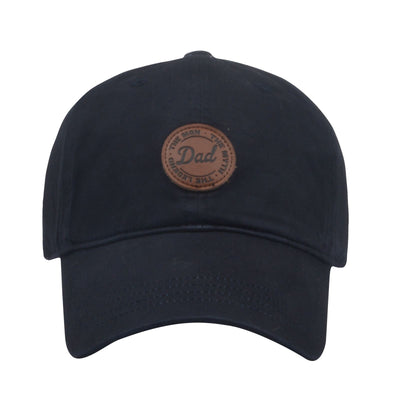 Hatphile Dad the Man the Myth the Legend Leather Patch Soft Baseball Cap