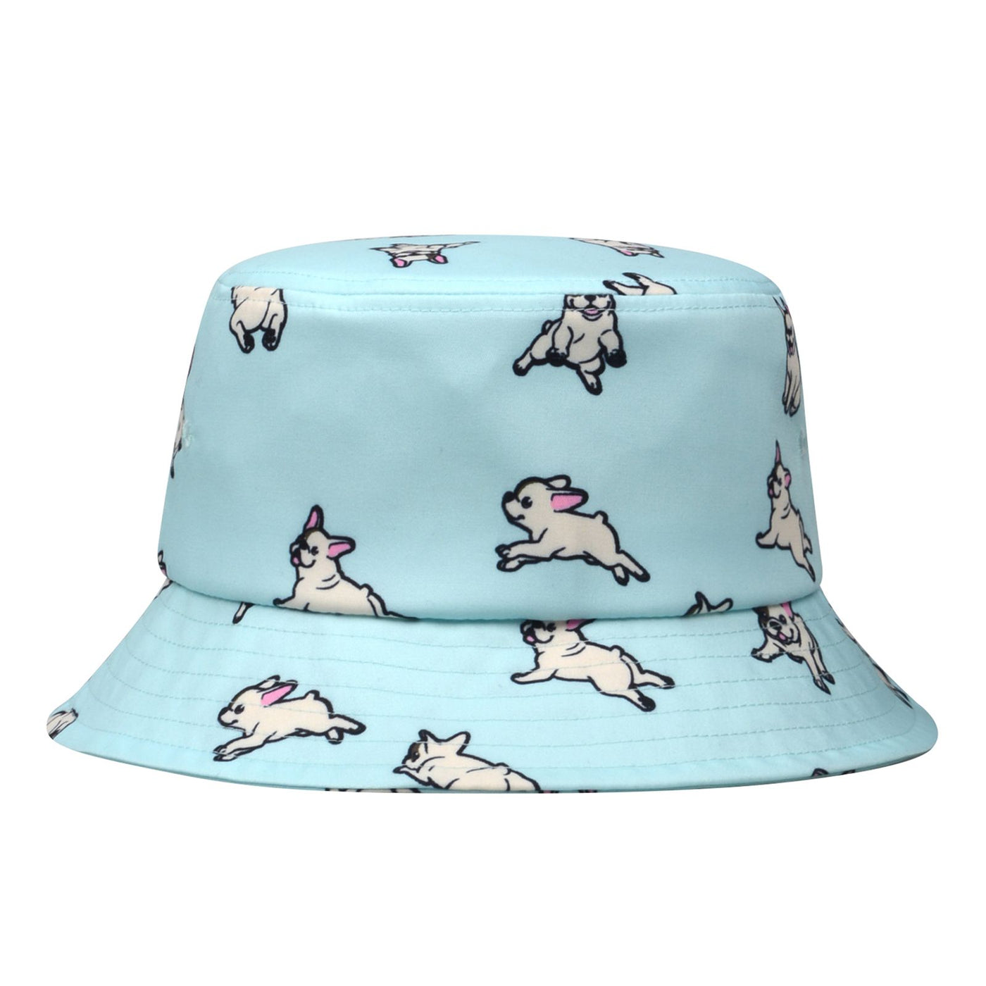 Hatphile White Frenchie Print Bucket Hat