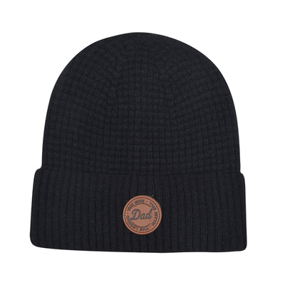 Hatphile Dad The Man The Myth The Legend Leather Patch Knit Beanie Toque