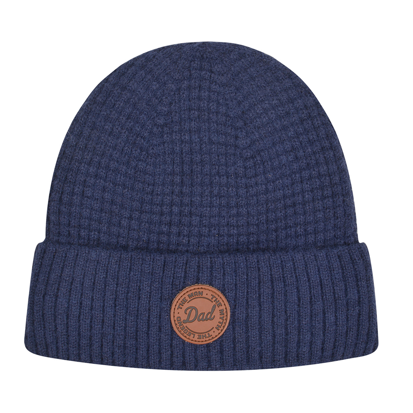 Hatphile Dad The Man The Myth The Legend Leather Patch Knit Beanie Toque