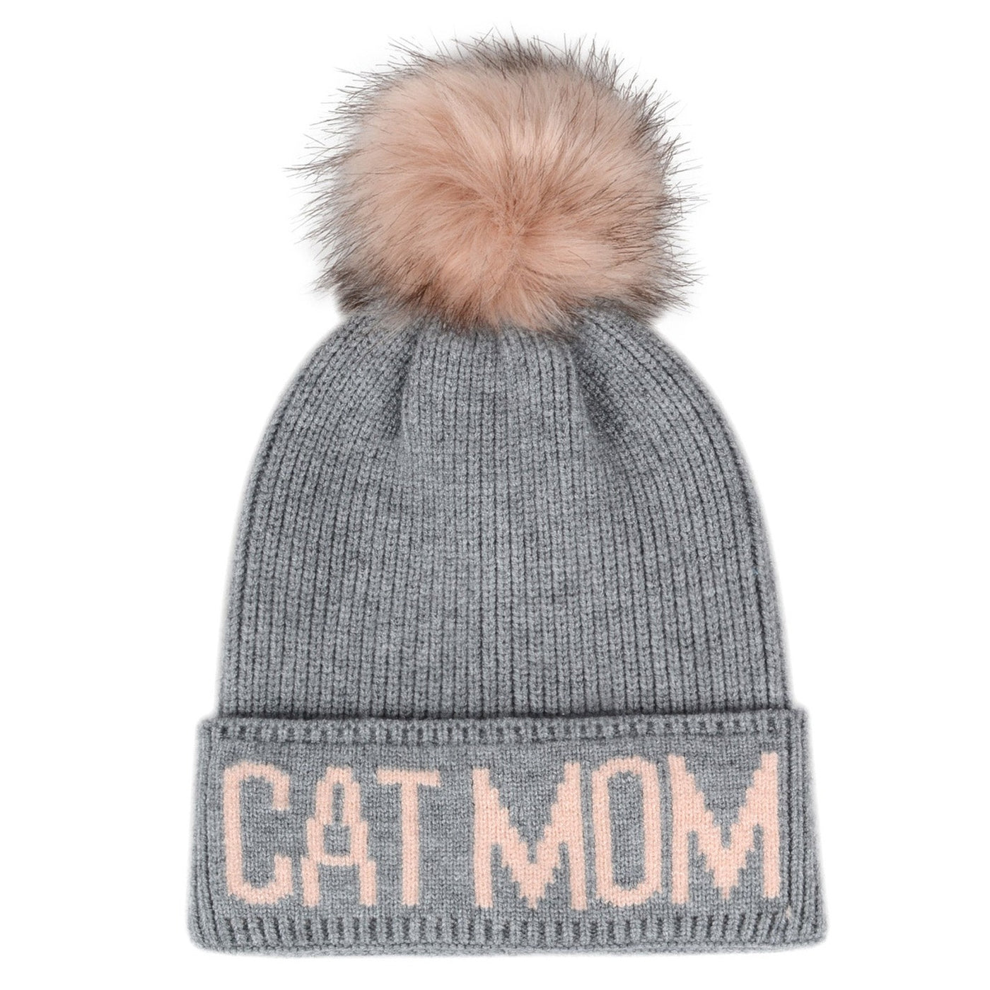 Hatphile Cat Mom Pompom Knit Beanie Toque