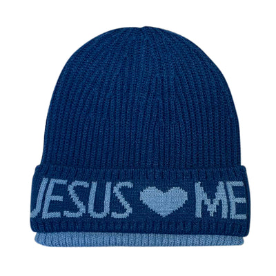 Hatphile Jesus Loves Me Kid Knit Hat Beanie Toque 2-5T